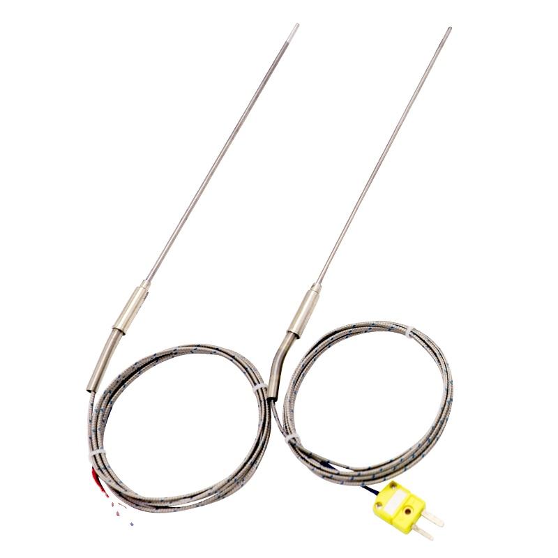 Acus armatae thermocouple flexibile, Typus K, 2-filum, summus temperatus, summus subtilis thermocoupulus cum sensore extenso PT100 RTD