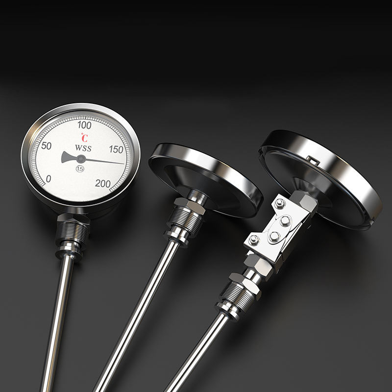 Industrialis axialis-radialis genus consuetudinis longitudo 1/2 stamina 304 immaculata chalybe 1.6 praecisio monstratorem type thermometrum bimetallic